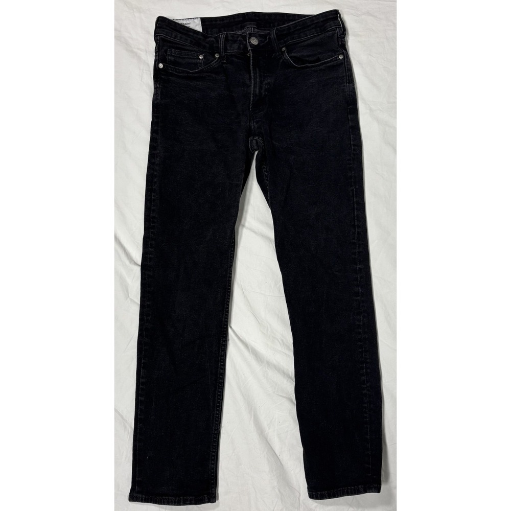 H&M Womens Straight Jeans Black Denim Regular Fit Classic 5 Pocket Outdoor 32x32